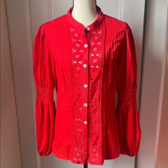 SHEIN Tops - SHEIN Button Down Boho Eyelet Blouse